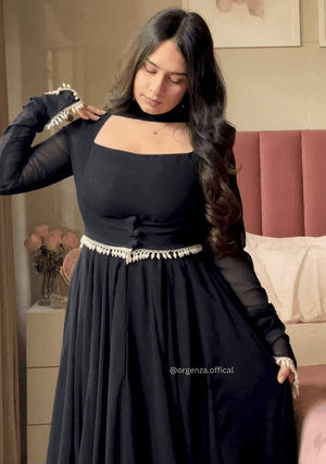 Black Maxi Anarkali Suit with Koti - Orgenza Store - digisoch