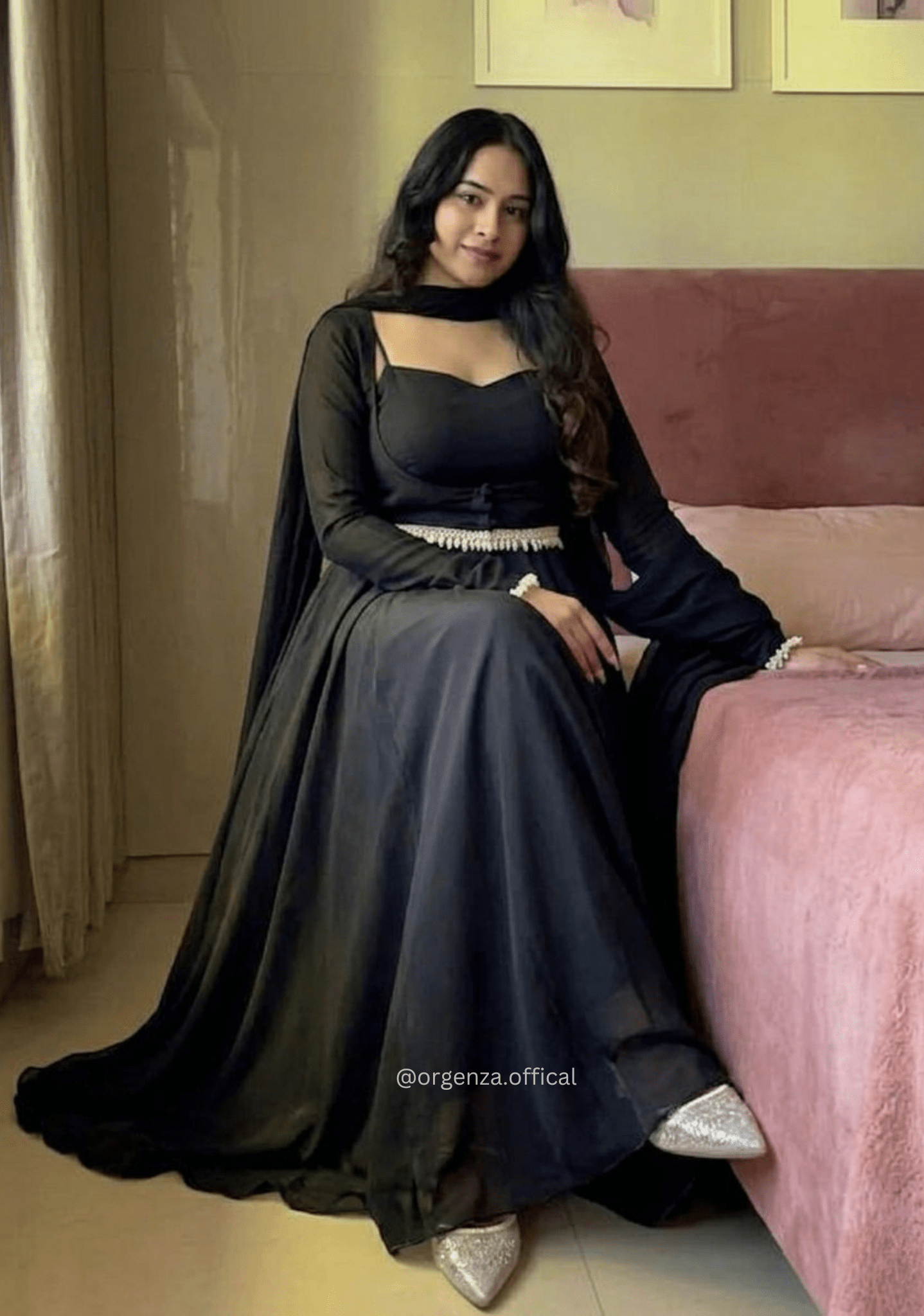 Black Maxi Anarkali Suit with Koti - Orgenza Store - digisoch