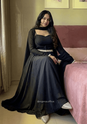 Black Maxi Anarkali Suit with Koti - Orgenza Store - digisoch
