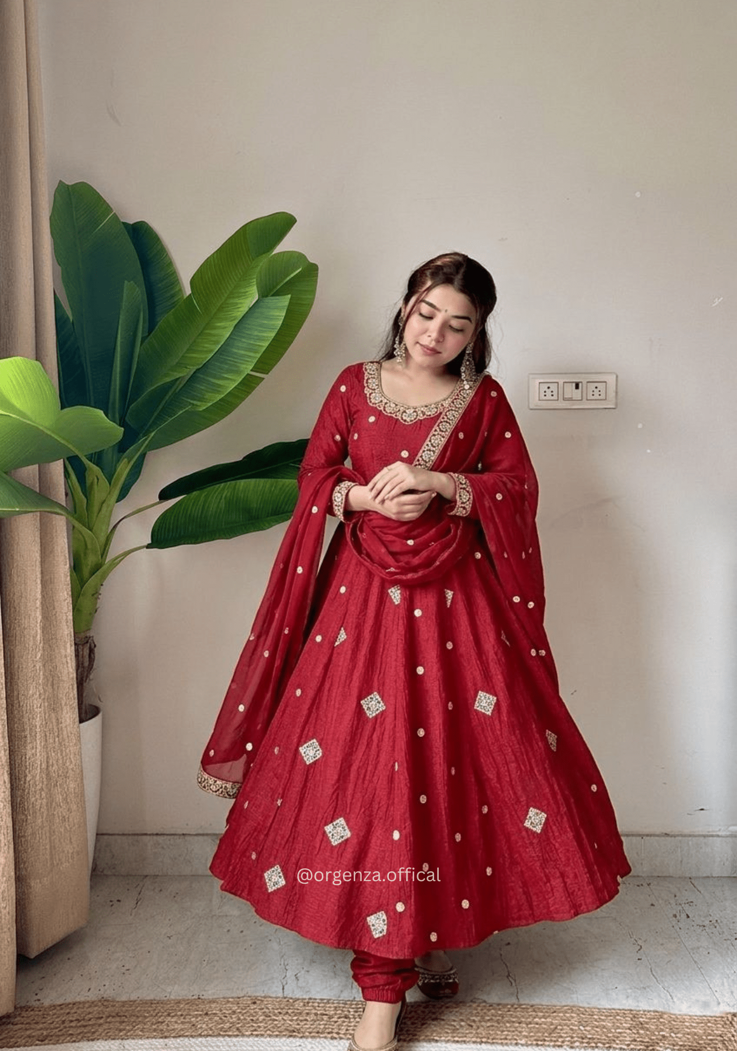Crunchy Silk Embroidered Anarkali Gown Set - Orgenza Store - digisoch