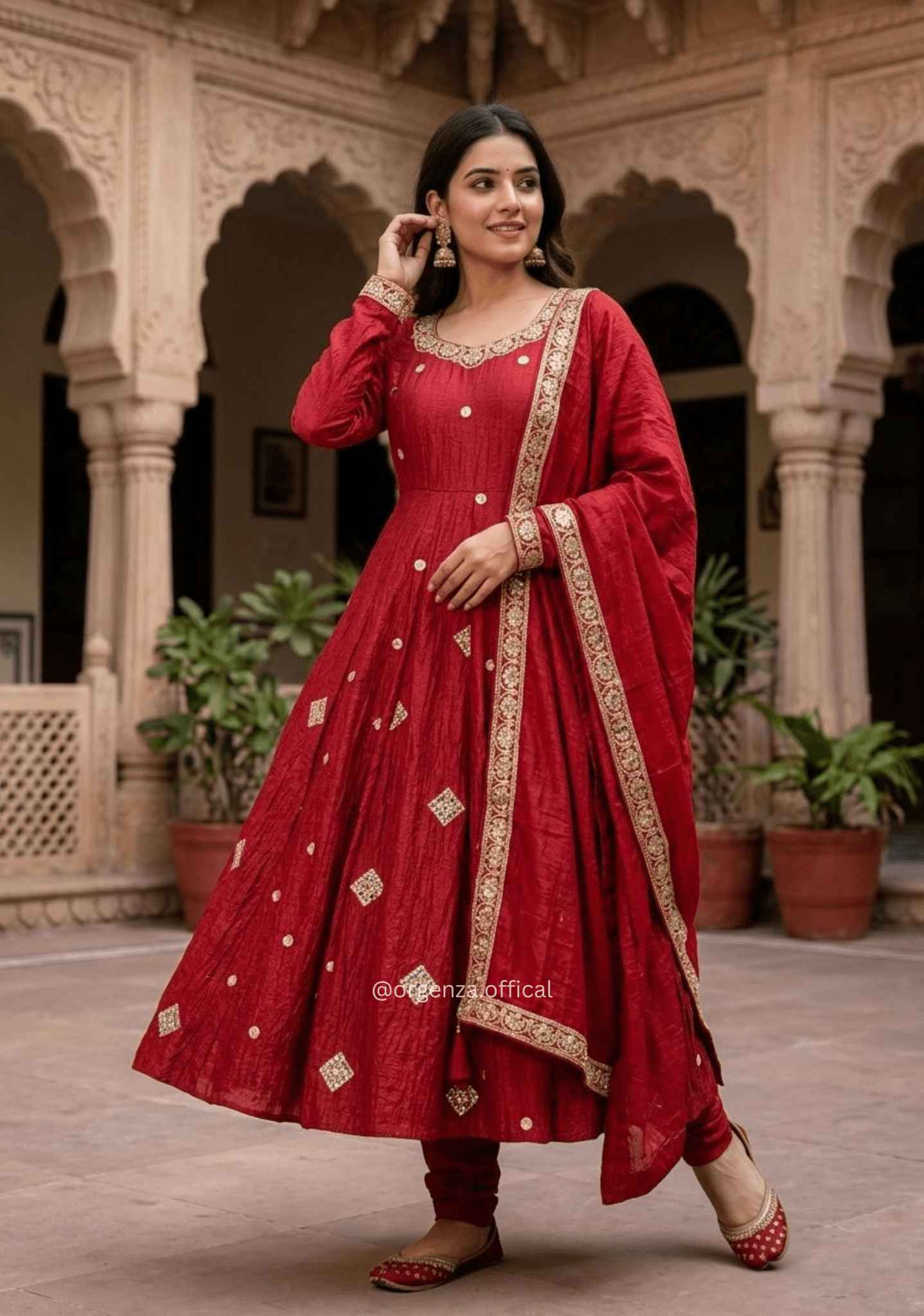 Crunchy Silk Embroidered Anarkali Gown Set - Orgenza Store - digisoch