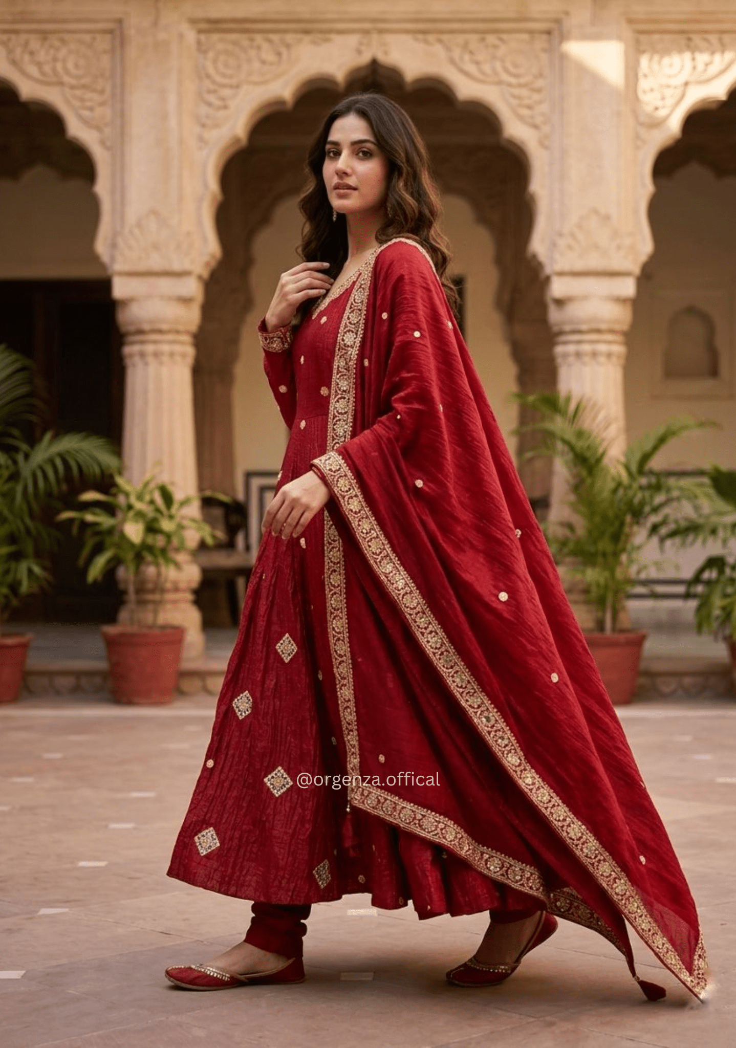 Crunchy Silk Embroidered Anarkali Gown Set - Orgenza Store - digisoch