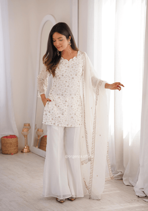 Designer Crunchy Silk Suit Set with Embroidery Sequins & Bell Bottom Pant - Orgenza Store - digisoch