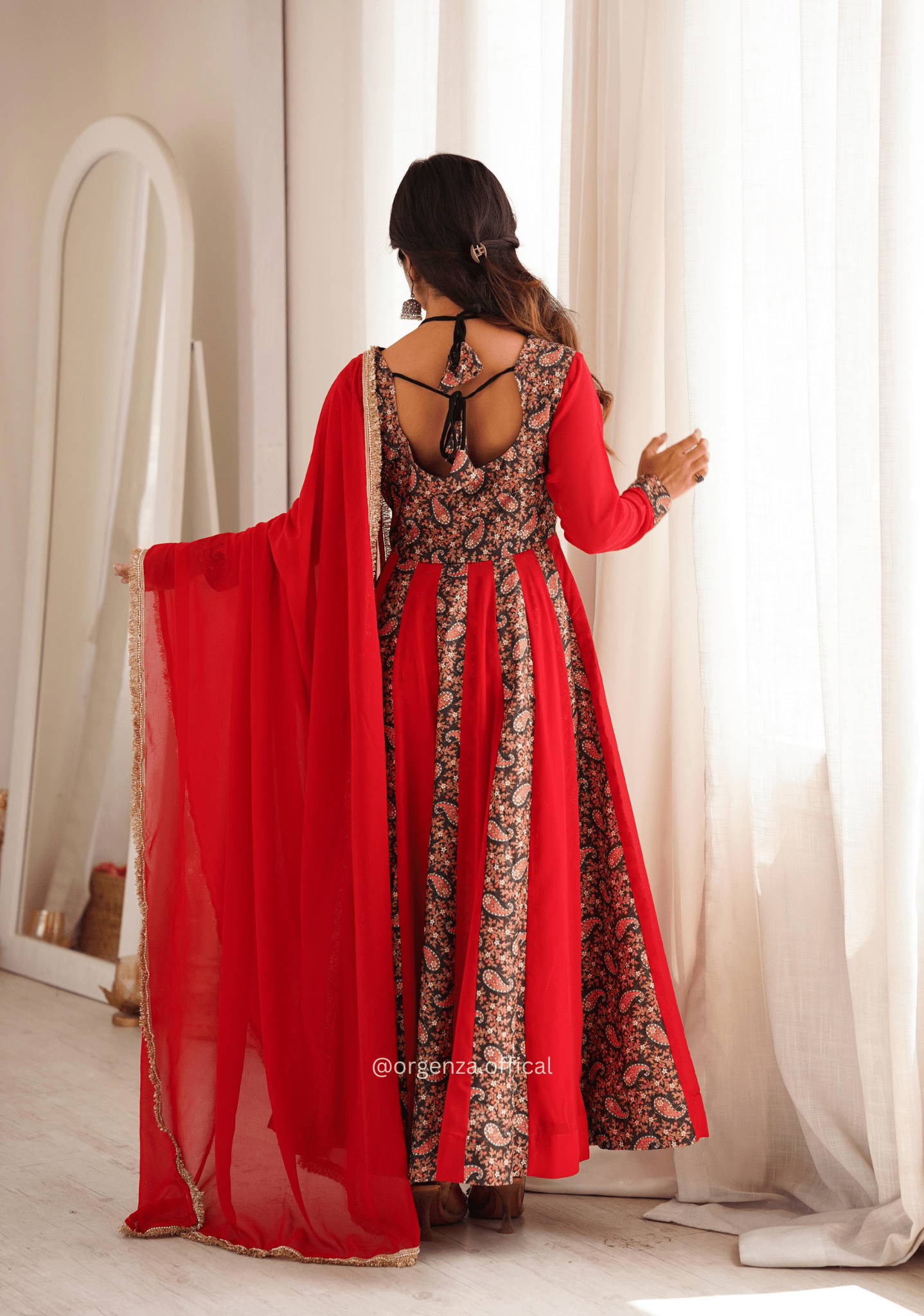 Designer Kali Gown Set with Embroidered Mulberry Work – Orgenza Store