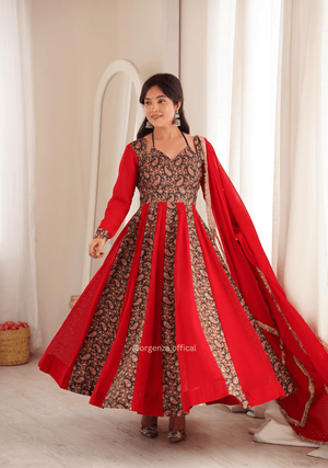 Designer Kali Gown Set with Embroidered Mulberry Work - Orgenza Store - digisoch