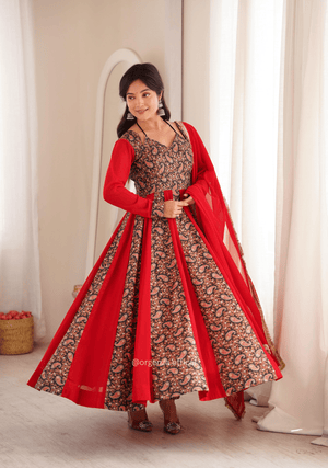 Designer Kali Gown Set with Embroidered Mulberry Work - Orgenza Store - digisoch