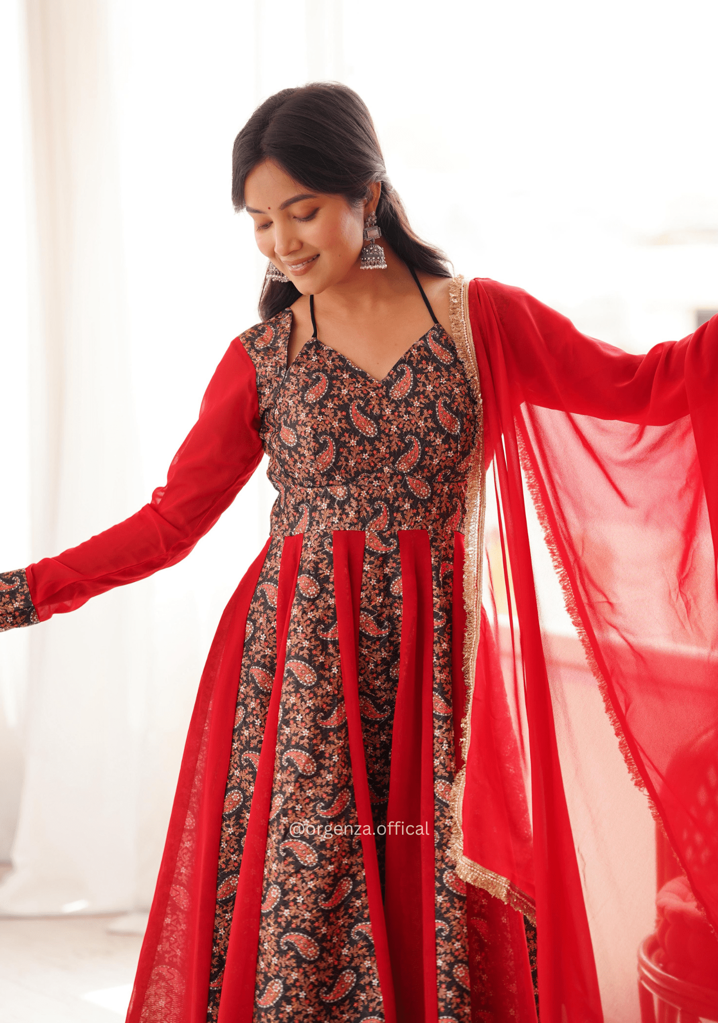 Designer Kali Gown Set with Embroidered Mulberry Work - Orgenza Store - digisoch
