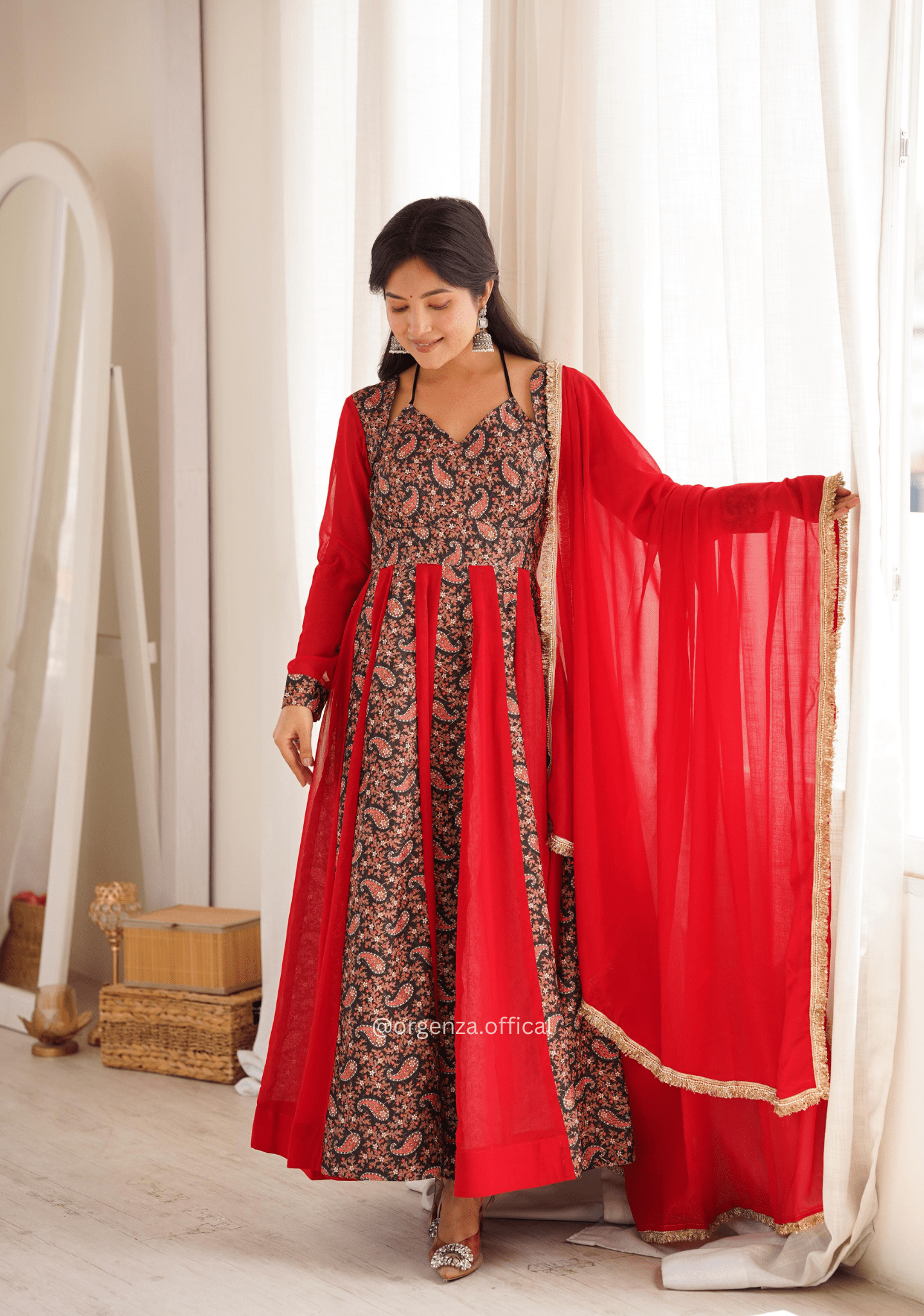 Designer Kali Gown Set with Embroidered Mulberry Work - Orgenza Store - digisoch