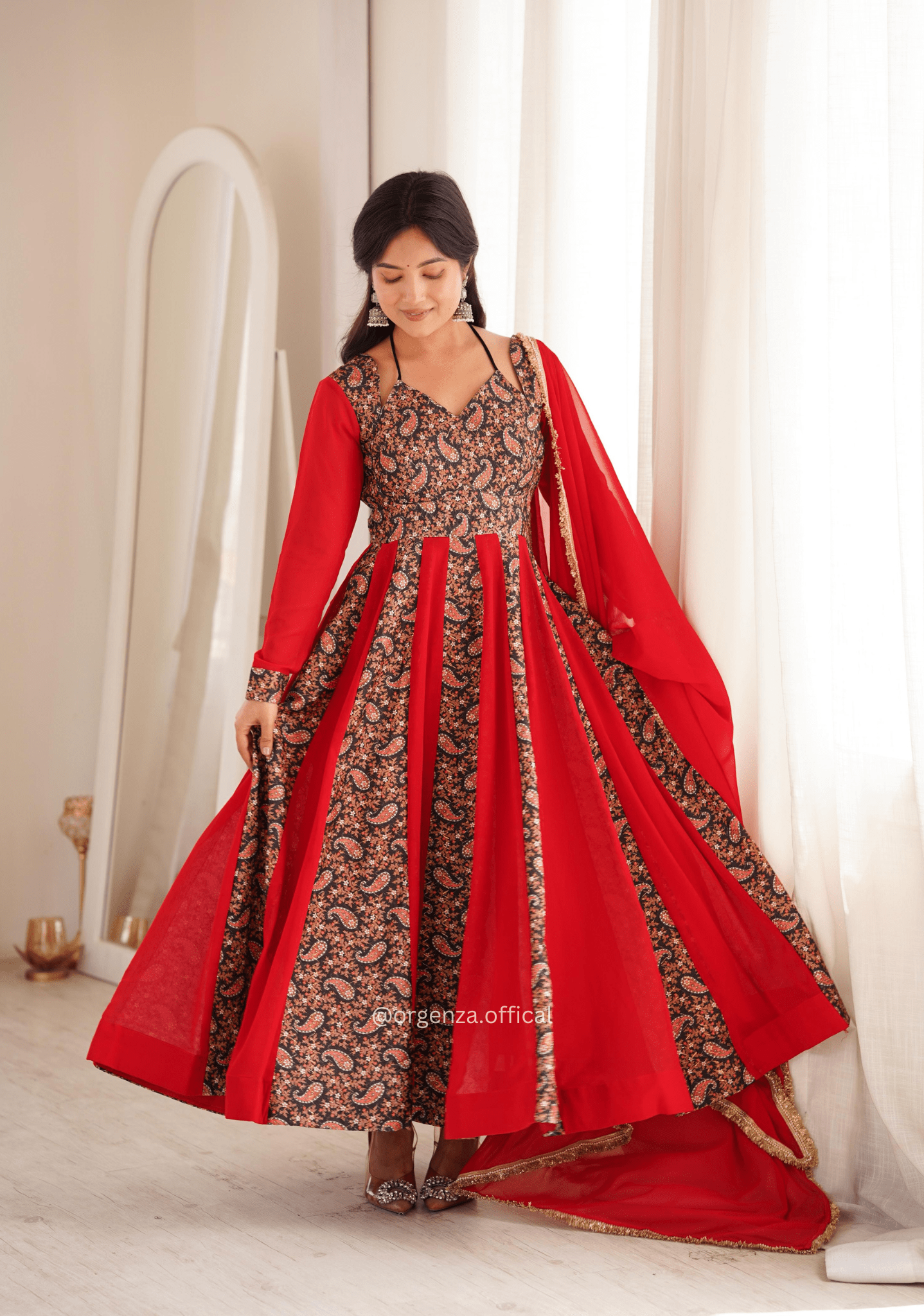 Designer Kali Gown Set with Embroidered Mulberry Work - Orgenza Store - digisoch