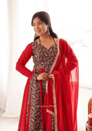 Designer Kali Gown Set with Embroidered Mulberry Work - Orgenza Store - digisoch