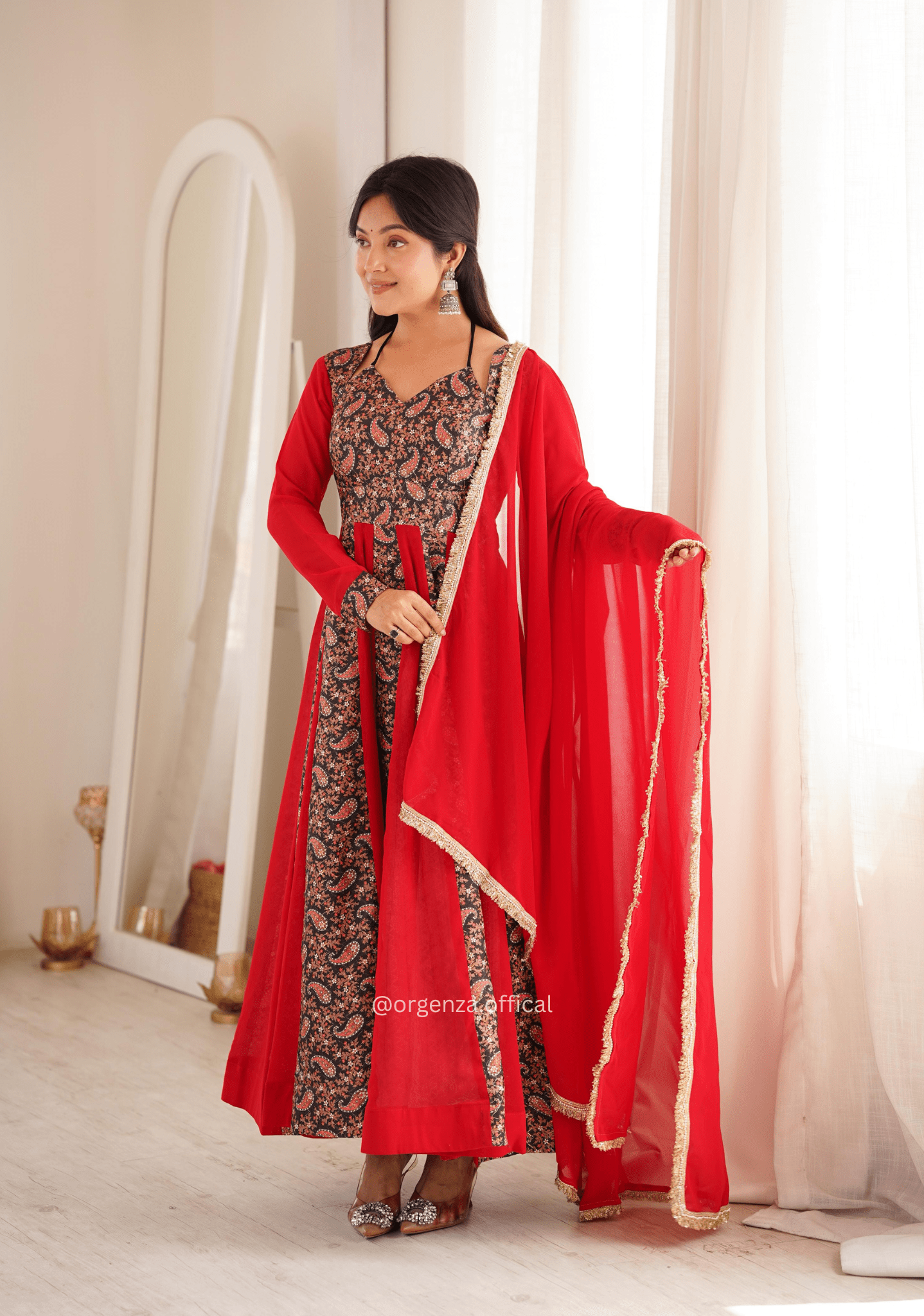 Designer Kali Gown Set with Embroidered Mulberry Work - Orgenza Store - digisoch