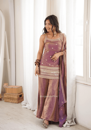 Dusty Pink Frendy Silk Embroidered Kurta Set - Orgenza Store - digisoch