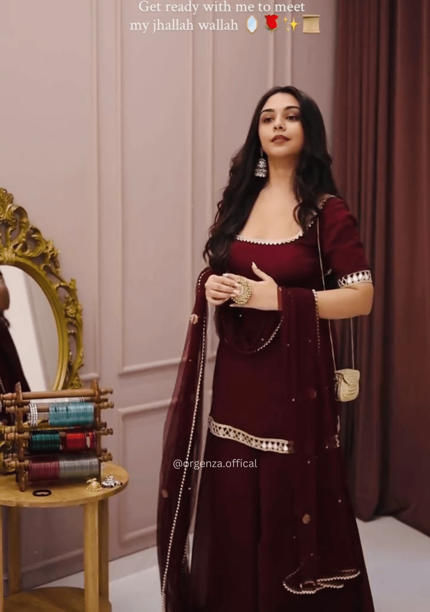 Faux Georgette Mirror Work Kurta Palazzo Set - Orgenza Store - digisoch