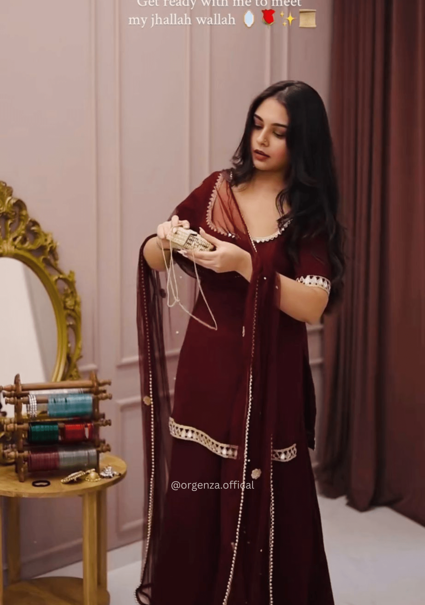 Faux Georgette Mirror Work Kurta Palazzo Set - Orgenza Store - digisoch
