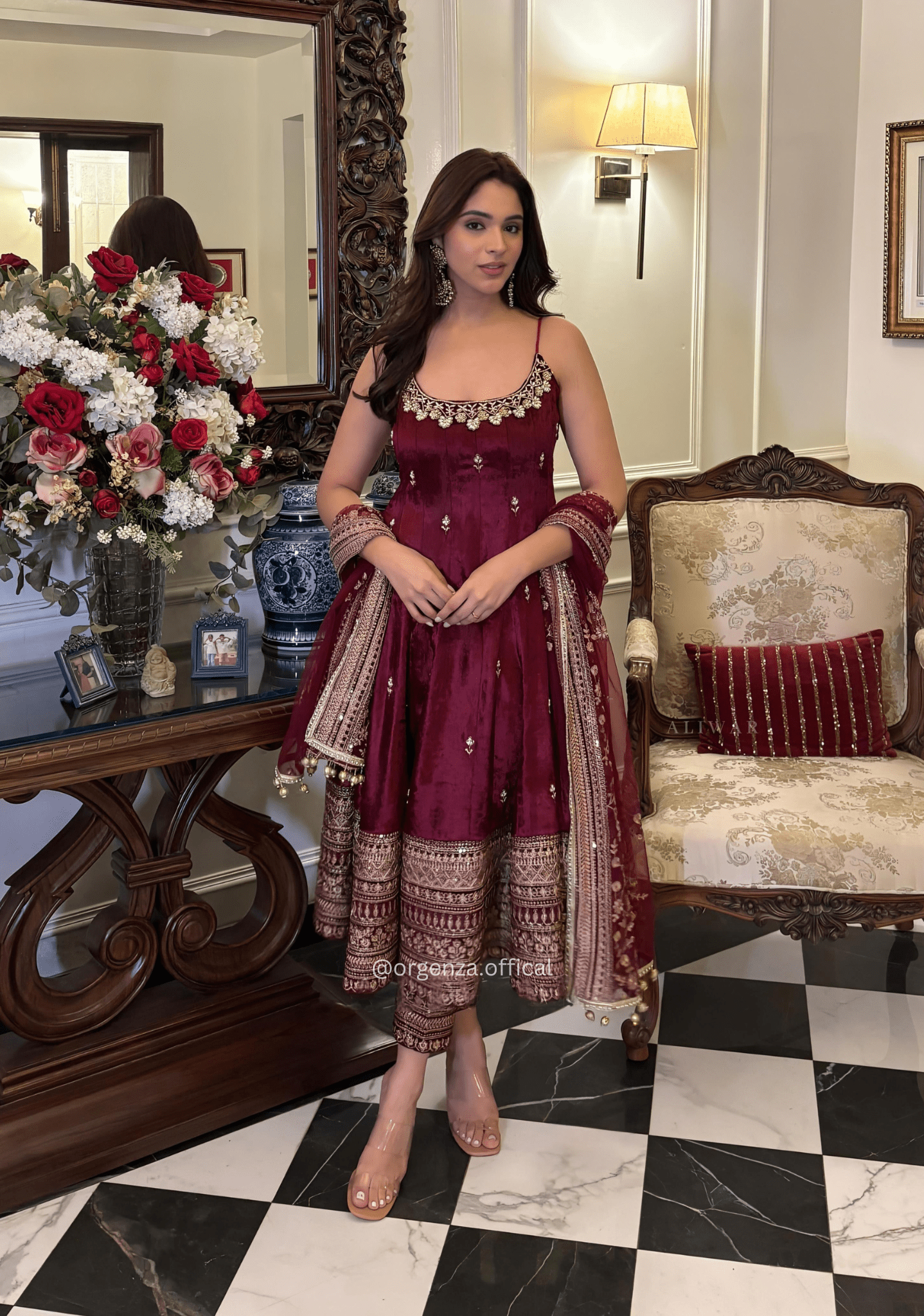 Maroon Vichitra Silk Anarkali Suit Set - Orgenza Store - digisoch