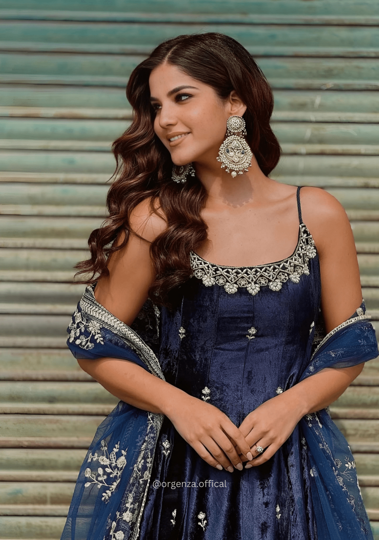Navy Blue Vichitra Silk Anarkali Suit Set - Orgenza Store - digisoch