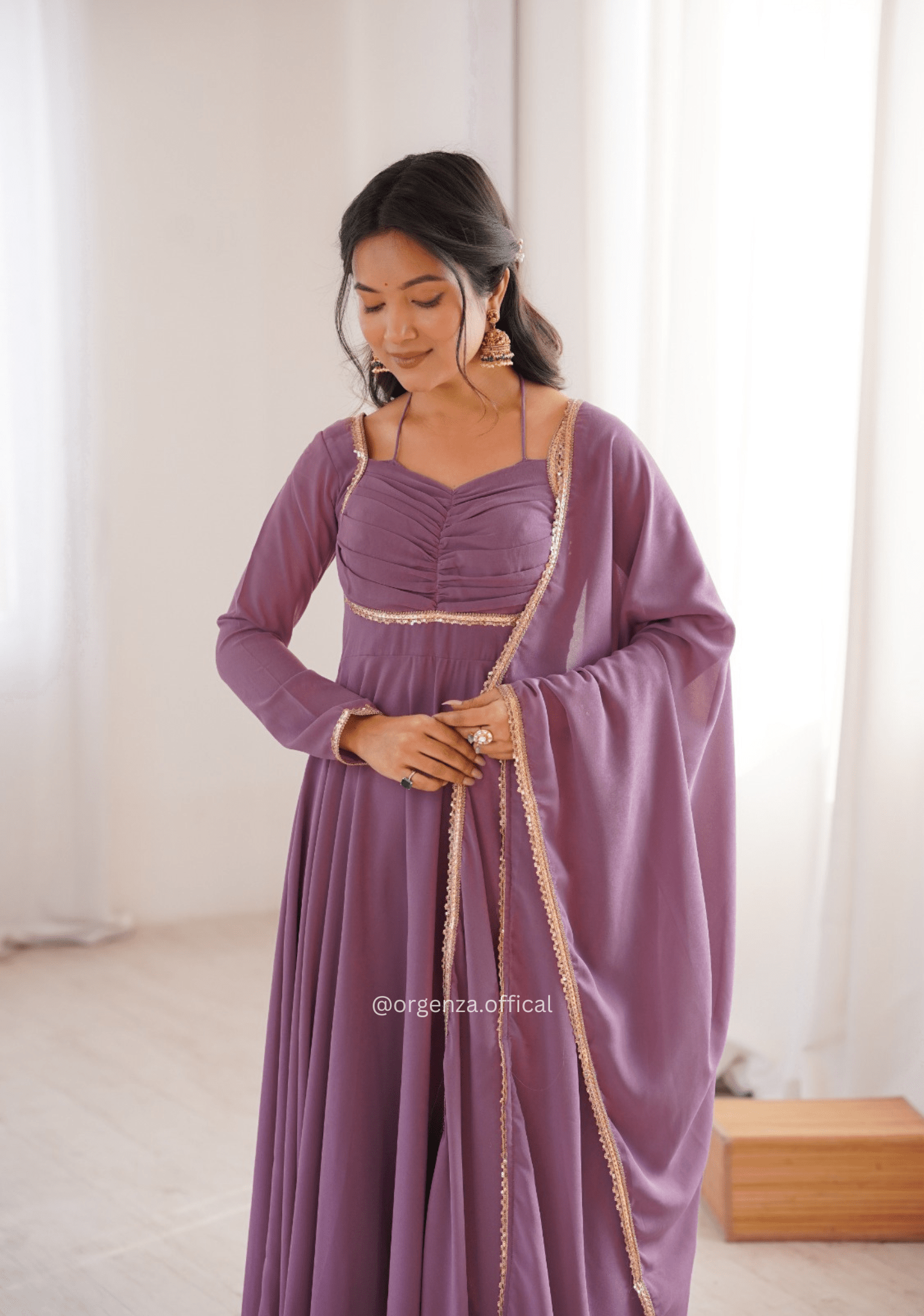 Onion Fox Georgette Anarkali Gown Set - Orgenza Store - digisoch