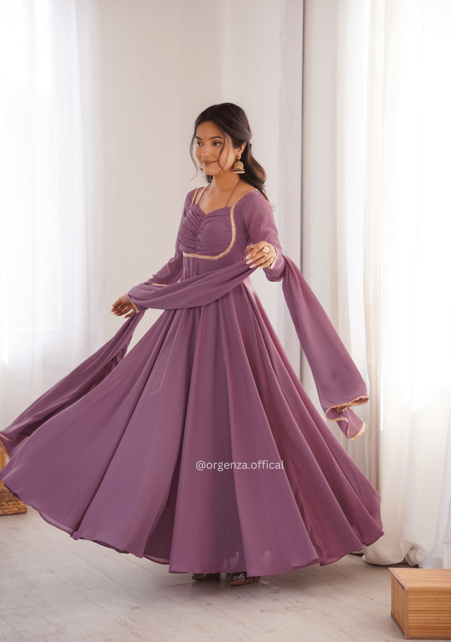 Onion Fox Georgette Anarkali Gown Set - Orgenza Store - digisoch