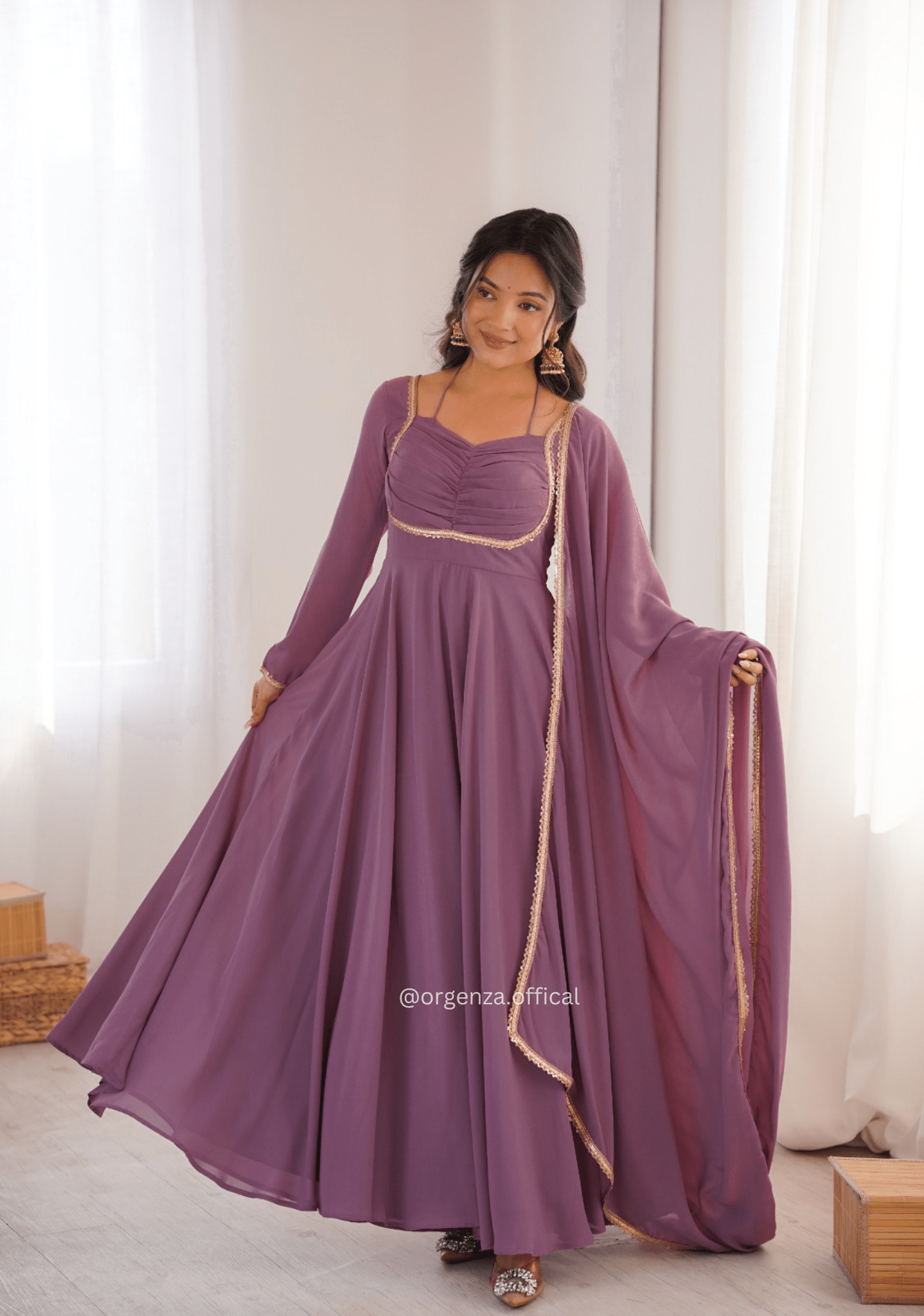 Onion Fox Georgette Anarkali Gown Set - Orgenza Store - digisoch