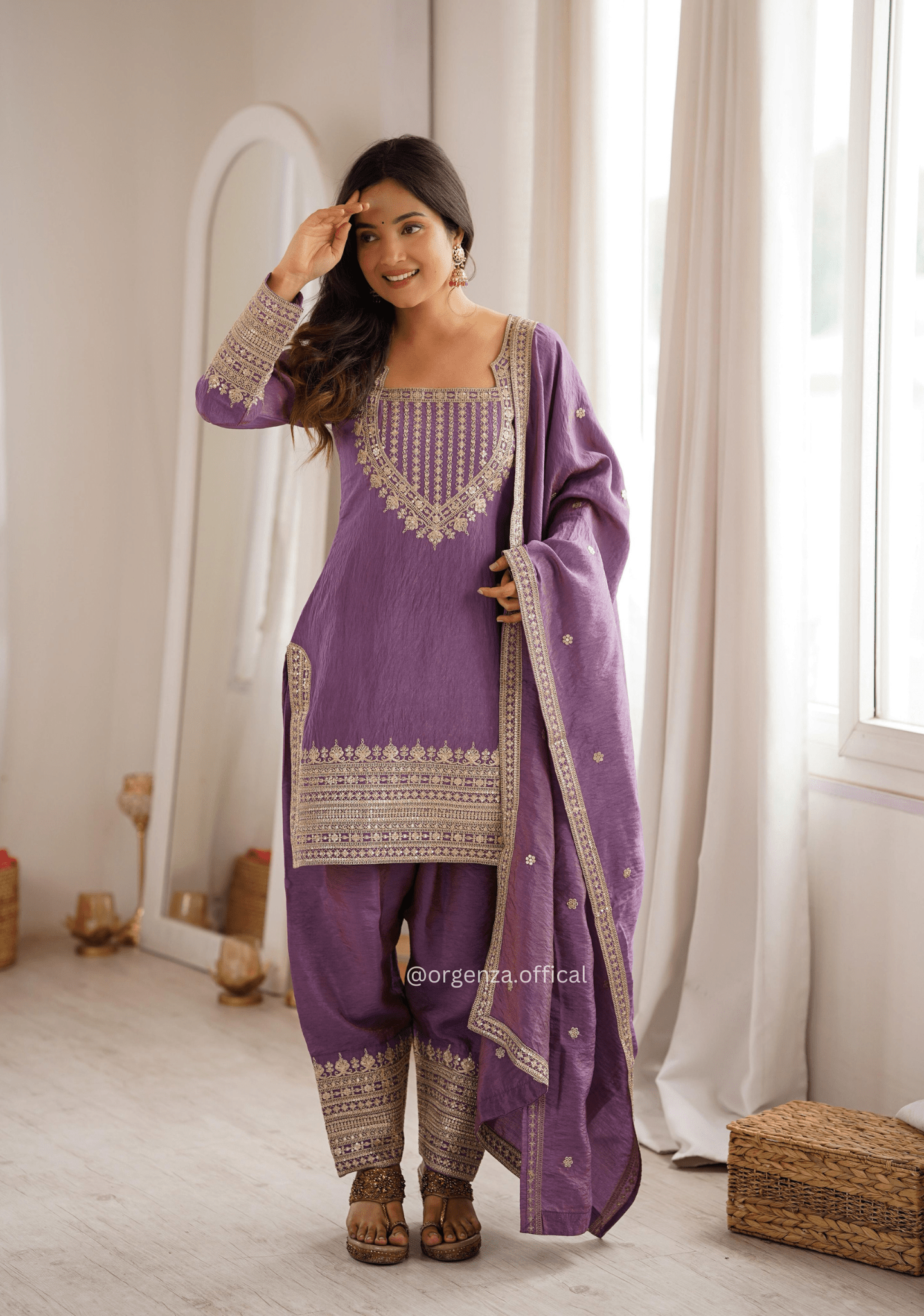 Onion Pink NC Vichitra Silk Farshi Salwar Suit Set - Orgenza Store - digisoch