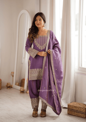 Onion Pink NC Vichitra Silk Farshi Salwar Suit Set - Orgenza Store - digisoch