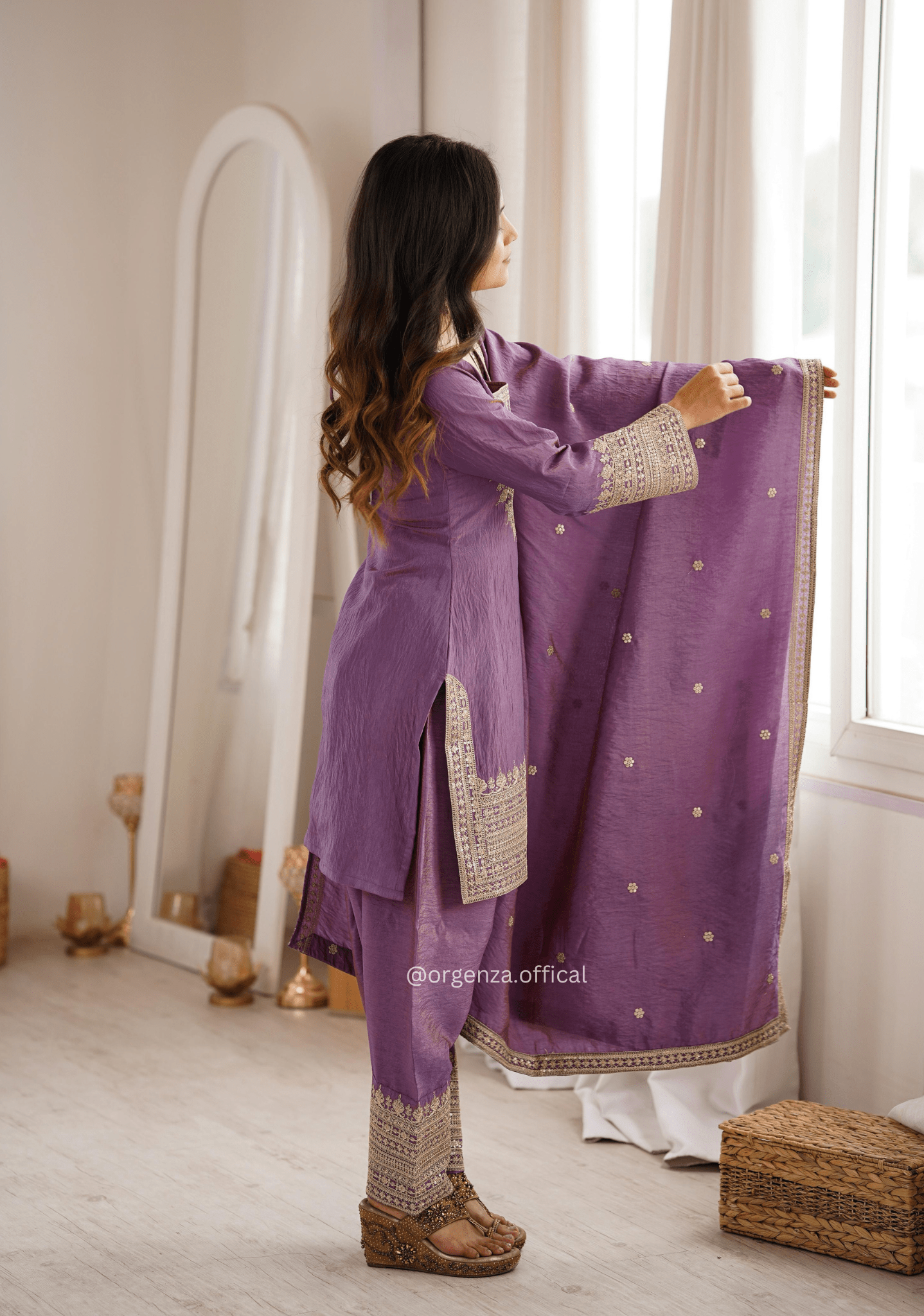 Onion Pink NC Vichitra Silk Farshi Salwar Suit Set - Orgenza Store - digisoch