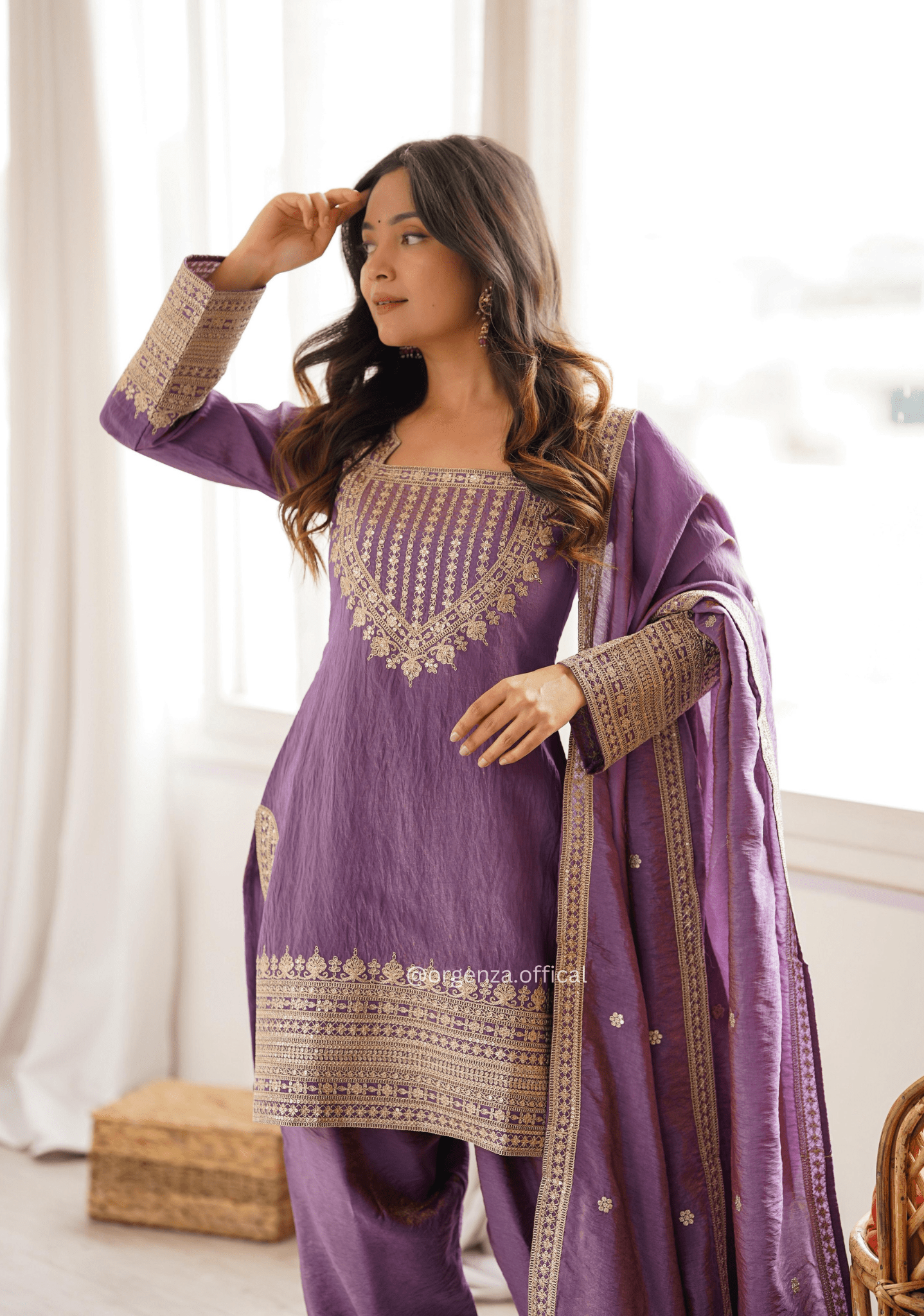 Onion Pink NC Vichitra Silk Farshi Salwar Suit Set - Orgenza Store - digisoch