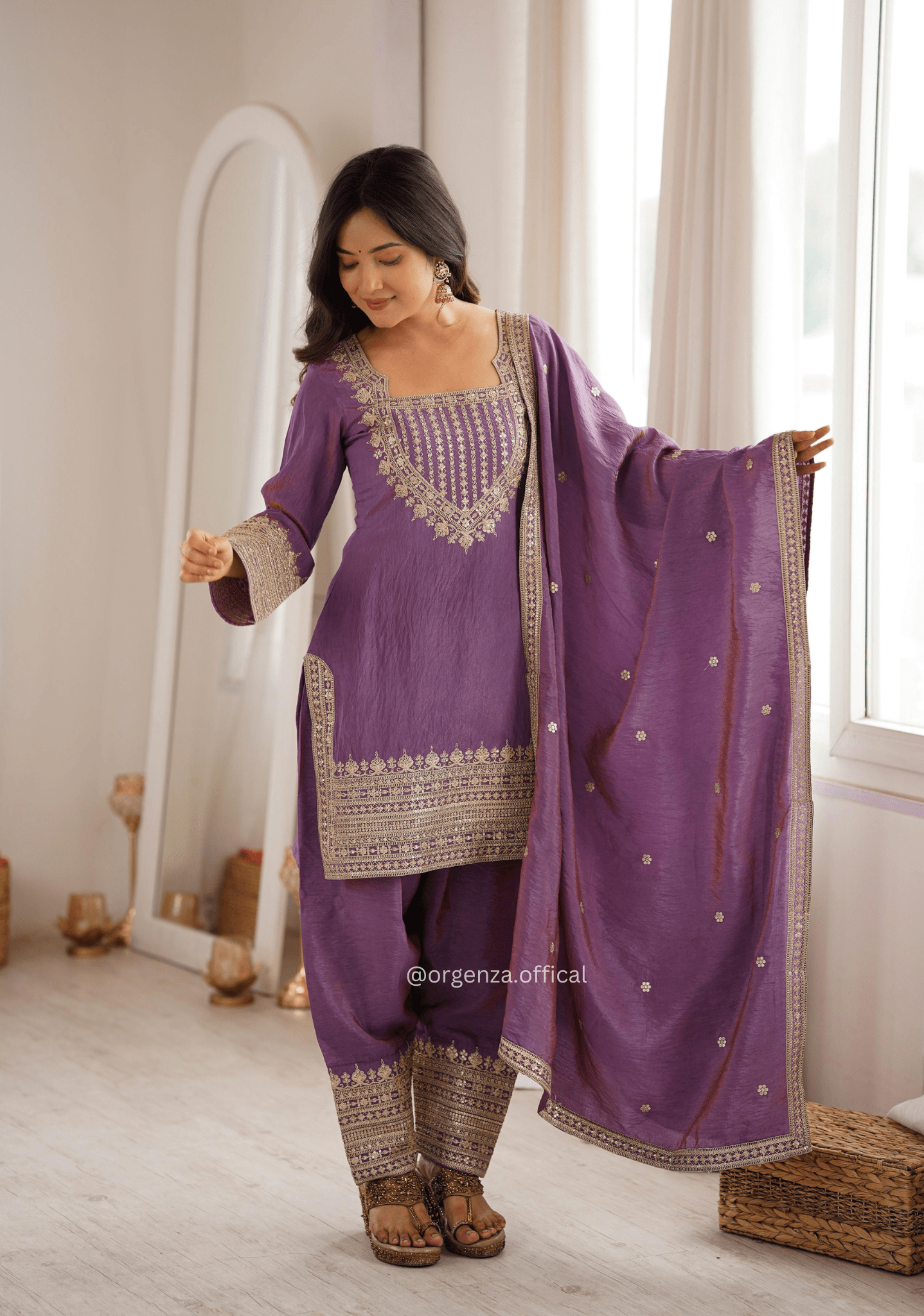 Onion Pink NC Vichitra Silk Farshi Salwar Suit Set - Orgenza Store - digisoch