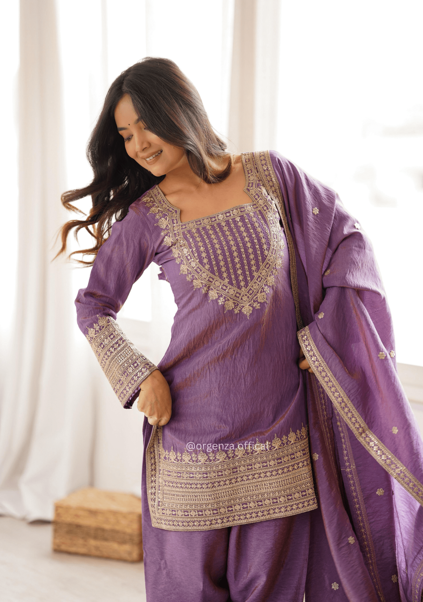 Onion Pink NC Vichitra Silk Farshi Salwar Suit Set - Orgenza Store - digisoch