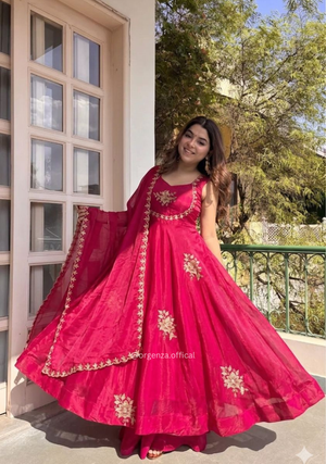 Pink Fendi Satin Party Wear Gown Set - Orgenza Store - digisoch