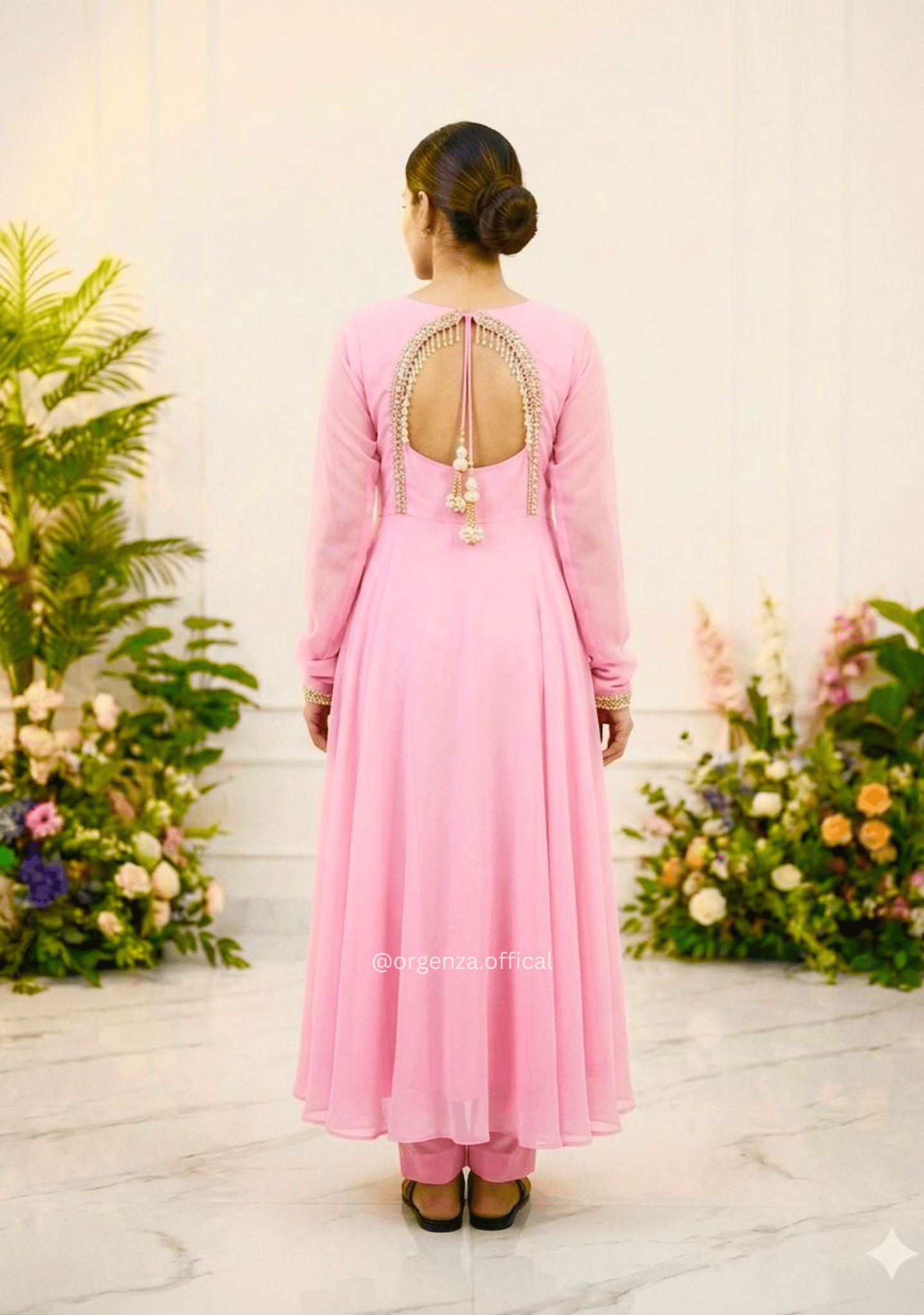 Pink Fox Georgette Gown with Dupatta & Pant - Orgenza Store - digisoch