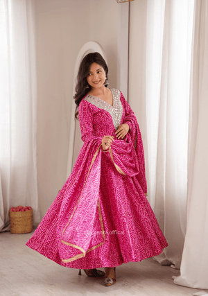 Pink Rayon Mirror Embroidered Gown Set - Orgenza Store - digisoch
