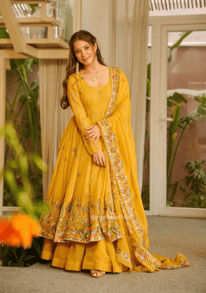 Premium Crunchy Silk Anarkali Sharara Suit Set - Orgenza Store - digisoch