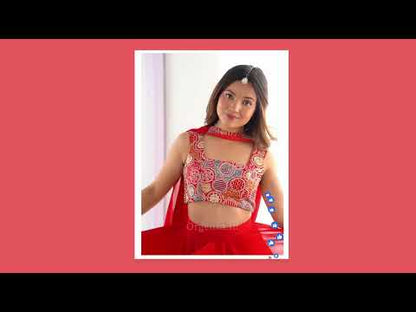 Red Colour Georgette Lengha Choli