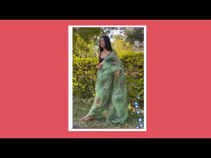 Orgenza Saree With Multi Colour Gotta Work