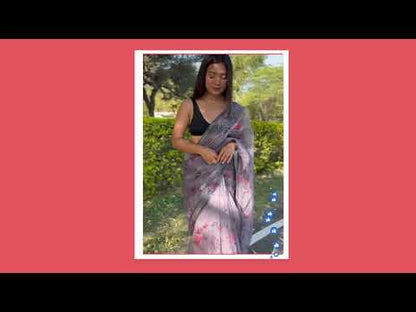 Orgenza Grey Color Pure Organza Silk Saree And  Grey Codding Sequence Work