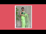 Green Colour Organza Saree With Apple Gotta Work