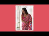 Baby Pink Colour Slub Pashmina Kashmiri Weaving Silk Saree