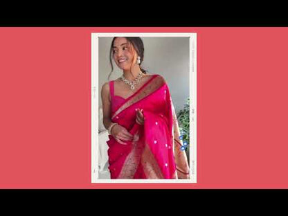 Pure Pink Paithani Silk Saree With Zari Weaving
