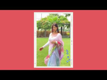 Rainbow Colour Organza Saree With Khatli Work