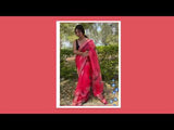 Orgenza Pink Color Organza Silk Full Heavy Border And Printed Saree With Contrast Blouse