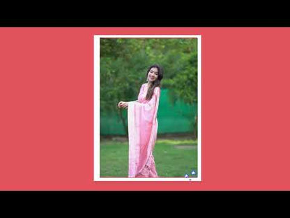Peach Color Embroidery Work Heavy Georgette Silk Saree With Running Blouse
