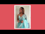 Sky Blue Organza Saree With Embroidery