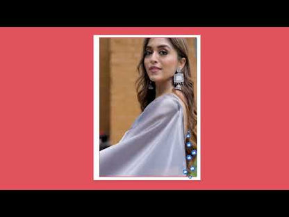 Plain Grey Colour Jimmy Choo Saree