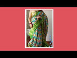 Soft Raw Silk Ikkat Saree With Gold Zari Weaving