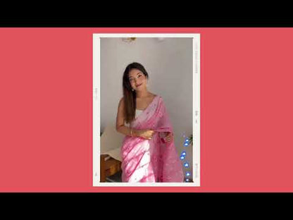 Linen Silk Saree With Badla Weaving