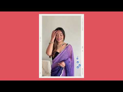 Purple Colour Soft Silk Saree With Handwork On Border
