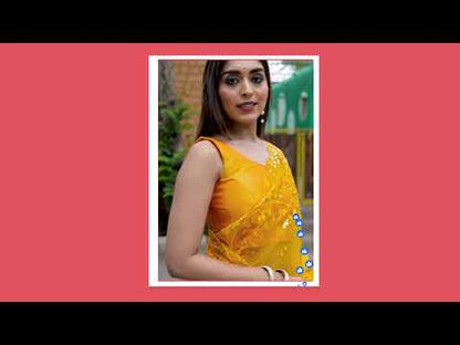 Yellow Soft Organza Saree With Sequence Work