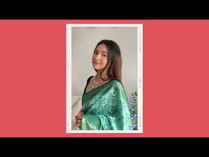 Pure Banarashi Lichi Silk Saree with Zari Border