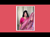 Pink Georgette Saree With Silver Weaving Lining